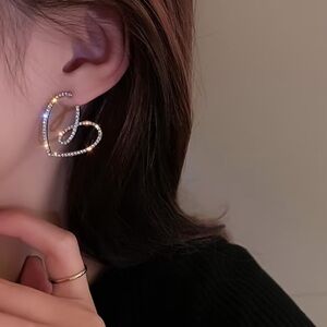 Elegant Silver Heart Hoop Earrings